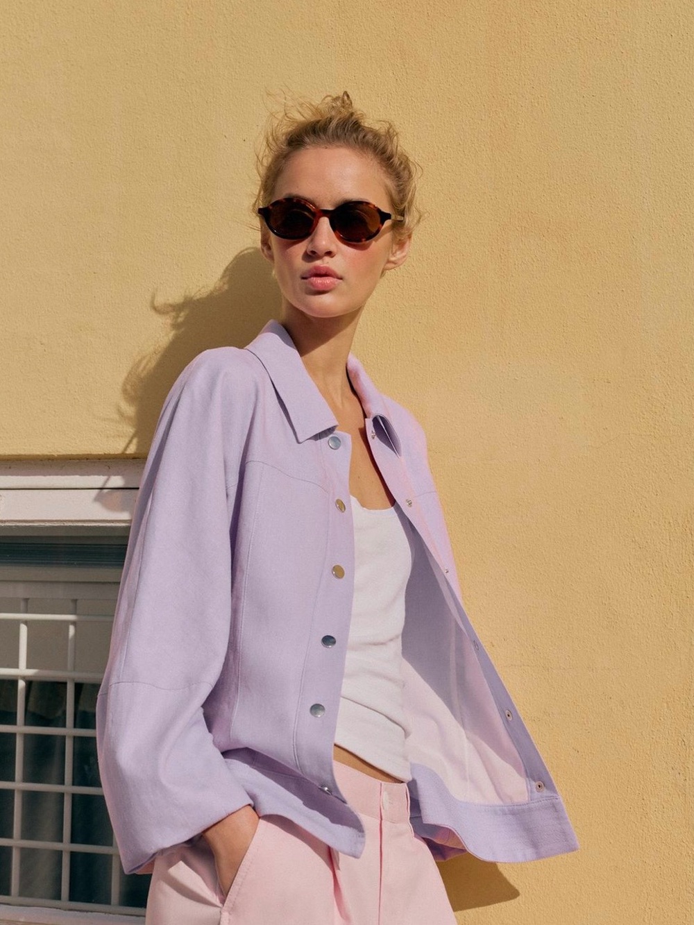BNWT Zara Lavender Linen Puff Sleeve Jacket